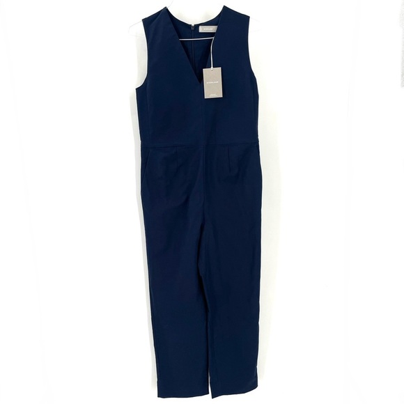 EVERLANE NWT The Structured Cotton Navy Business Casual Classic Pant Jumpsuit - Picture 4 of 12